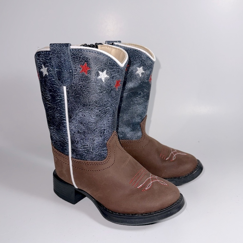 Old West Kids Boots in Brown and Blue